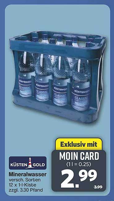 Küsten Gold Mineralwasser 12 x 1 l-Kiste