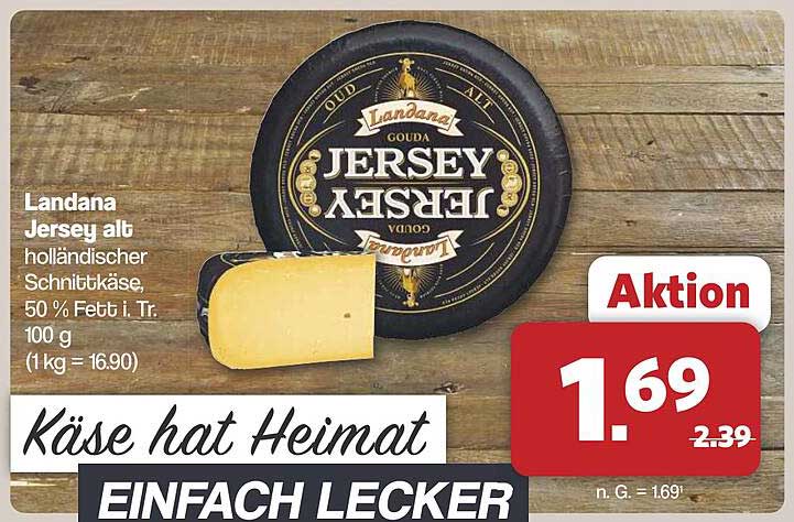 Landana Jersey alt holländischer Schnittkäse, 50 % Fett i. Tr. 100 g