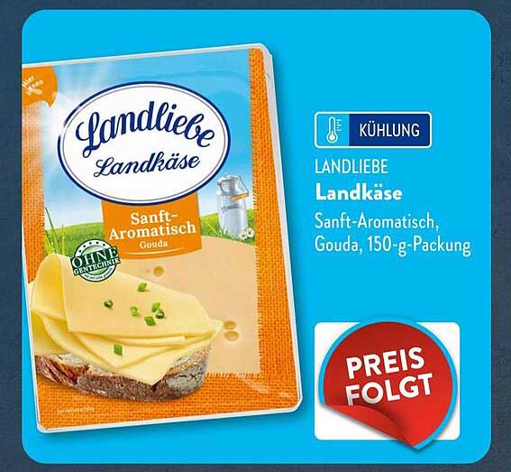 LANDLIEBE Landkäse Sanft-Aromatisch, Gouda, 150-g-Packung