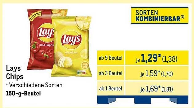 Lays Chips - Verschiedene Sorten 150-g-Beutel