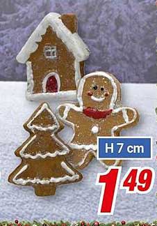 Lebkuchenhaus, Lebkuchenmann und Lebkuchenbaum, 7 cm hoch