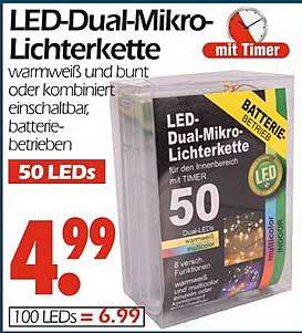 LED-Dual-Mikro-Lichterkette mit Timer