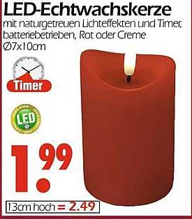 LED-Echtwachskerze mit naturgetreuen Lichteffekten