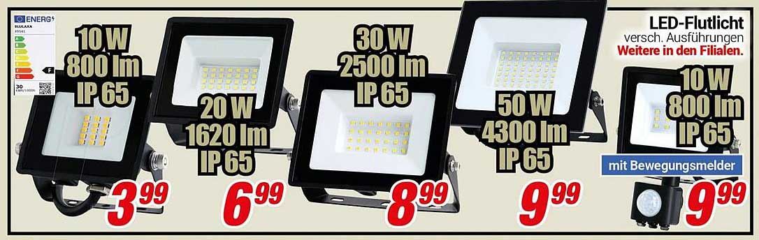 LED-Flutlicht 10 W, 800 lm, IP 65