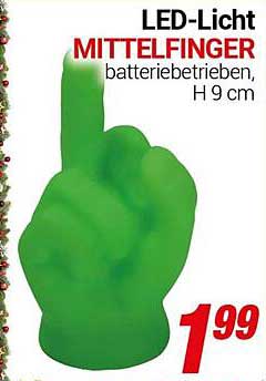 LED-Licht MITTELFINGER, batterie betrieben, H 9 cm
