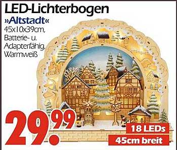 LED-Lichterbogen 'Altstadt' 45x10x39cm, Batterie- und Adapterfähig, Warmweiß