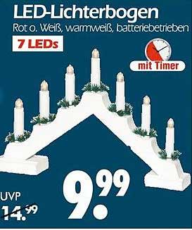 LED-Lichterbogen - Rot oder Weiß, warmweiß, batteriebetrieben mit Timer