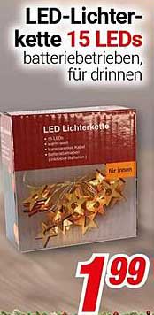 LED-Lichterkette 15 LEDs batteriebetrieben, für drinnen