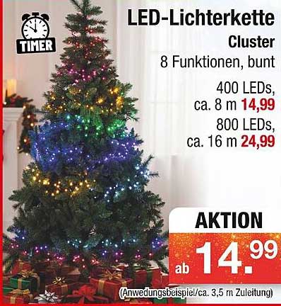 LED-Lichterkette Cluster mit 8 Funktionen, bunt