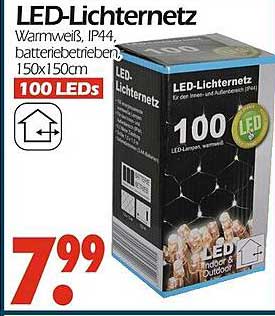 LED-Lichternetz 100 LEDs, warmweiß, IP44, batteriebetrieben, 150x150cm