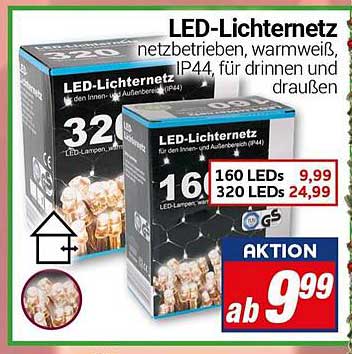 LED-Lichternetz netzbetrieben, warmweiß, IP44, für drinnen und draußen