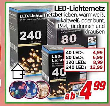 LED-Lichternetz, netzbetrieben, warmweiß, kaltweiß oder bunt, für den Innen- und Außenbereich
