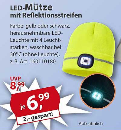 LED-Mütze mit Reflexionsstreifen