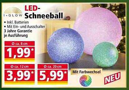 LED-Schneeball mit Farbwechsel – Neuheit bei Norma!