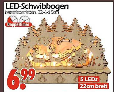 LED-Schwibbogen - batteriebetrieben, 22x6x15cm