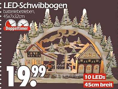 LED-Schwibbogen - Batteriebetrieben, 45x7x32cm