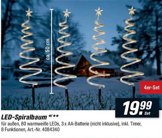 LED-Spiralbaum 4er-Set