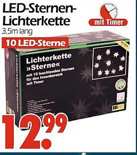 LED-Sternen-Lichterkette 3,5m lang mit Timer - 10 LED-Sterne