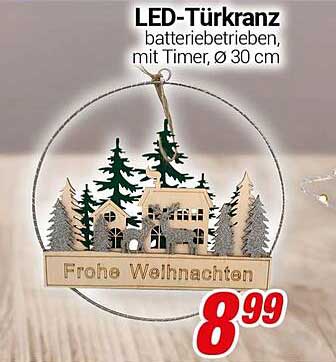 LED-Türkranz, batteriebetrieben, mit Timer, Ø 30 cm