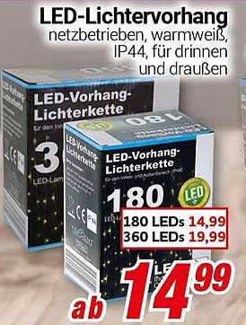 LED-Vorhang-Lichterkette - netzbetrieben, warmweiß, IP44, für drinnen und draußen