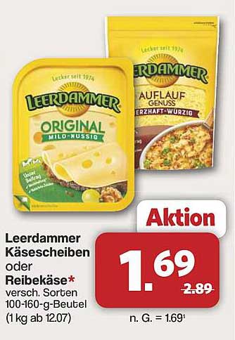 Leerdammer Käse: Leckere Käse-Scheiben oder Reibekäse im Angebot