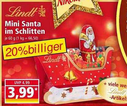 Lindt Mini Santa im Schlitten - 20% günstiger!