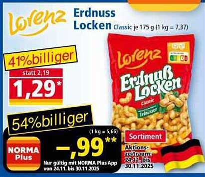 Lorenz Erdnuss Locken Classic 175 g für nur 1,29 €