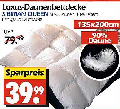 Luxus-Daunendecke Sibirian Queen 135x200cm
