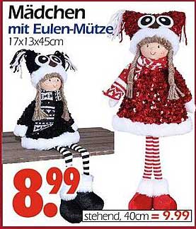 Mädchen mit Eulen-Mütze 17x13x45cm