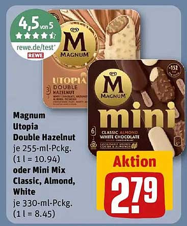 Magnum Utopia Double Hazelnut oder Mini Mix Classic, Almond, White