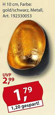 Metall-Ei in Gold/Schwarz, H 10 cm, Art. 192330053