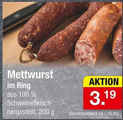 Mettwurst im Ring aus 100 % Schweinefleisch, 200 g