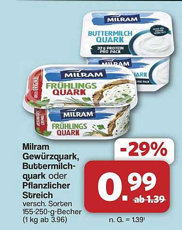 Milram Gewürzquark, Buttermilchquark oder Pflanzlicher Streich