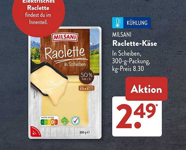 MILSAN! Raclette-Käse in Scheiben, 300-g-Packung