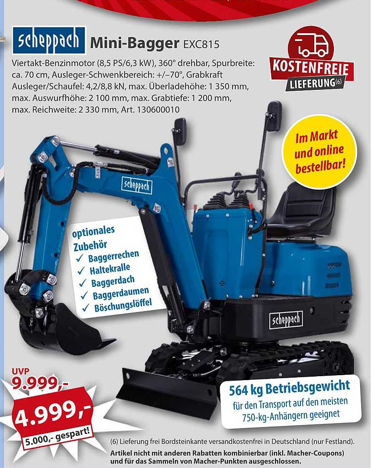 Mini-Bagger EXC815 von Scheppach