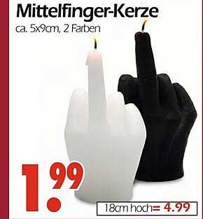 Mittelfinger-Kerze – ca. 5x9cm, 2 Farben