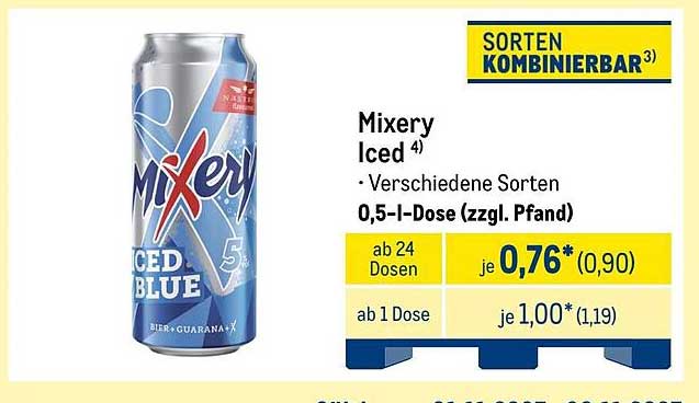 Mixery Iced - Verschiedene Sorten, 0,5-l-Dose (zzgl. Pfand)