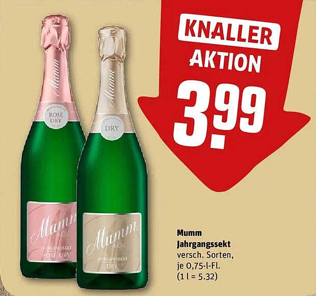 Mumm Jahrgangssekt, verschiedene Sorten, je 0,75 l