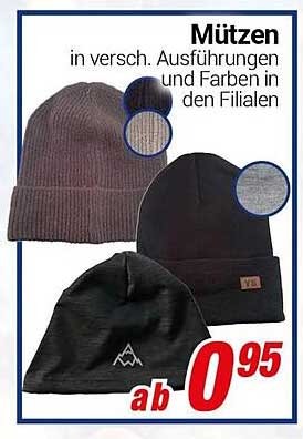 Mützen in versch. Ausführungen und Farben
