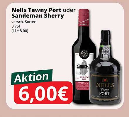 Nells Tawny Port oder Sandeman Sherry 0,75l – Genuss für besondere Anlässe