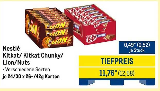 Nestlé Kitkat/KITKAT Chunky/LION/NUTS – Verschiedene Sorten