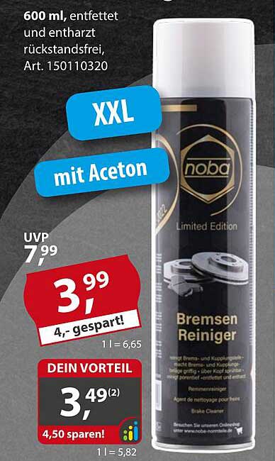 noba Bremsen Reiniger mit Aceton - 600 ml
