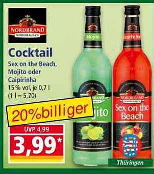 Nordbrand Cocktail Sex on the Beach, Mojito oder Caipirinha 0,7l