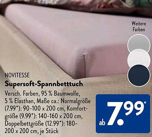 NOVITESSE Supersoft-Spannbettuch in verschiedenen Farben
