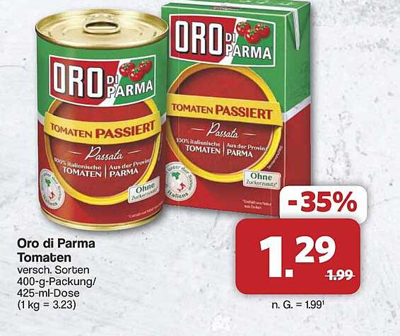Oro di Parma Tomaten, 400-g-Packung/425-ml-Dose