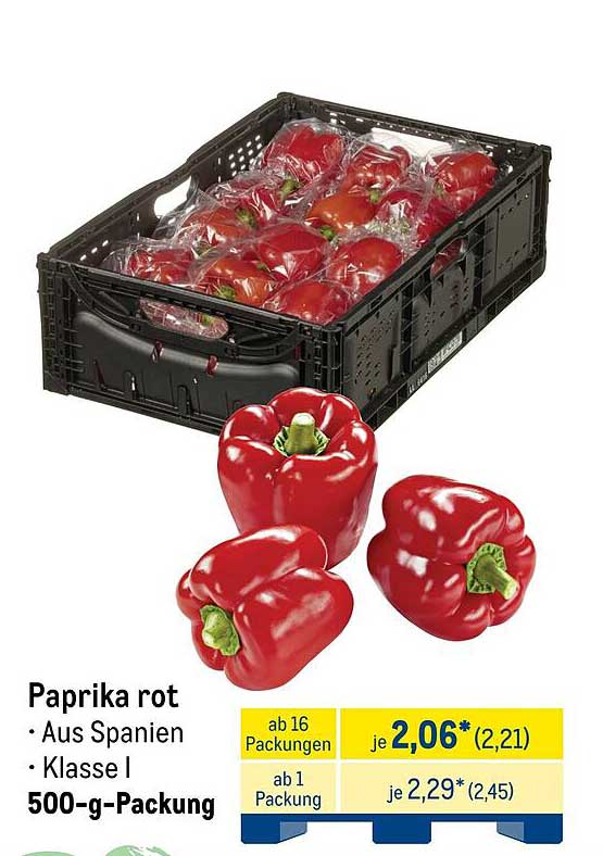 Paprika rot - Aus Spanien - Klasse I - 500-g-Packung