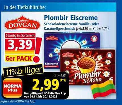 Plombir Eisceme - Schokoladeneiscreme, Vanille- oder Karamellgeschmack 6er Pack
