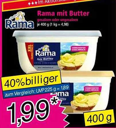 Rama mit Butter 400 g - gesalzen oder ungesalzen