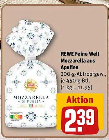 REWE Feine Welt Mozzarella aus Apulien 200 g