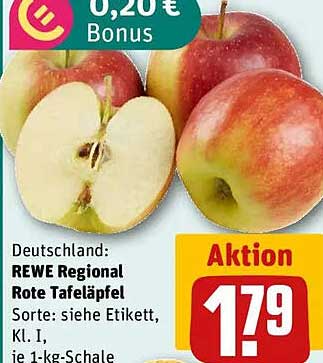 REWE Regional Rote Tafeläpfel, 1-kg-Schale